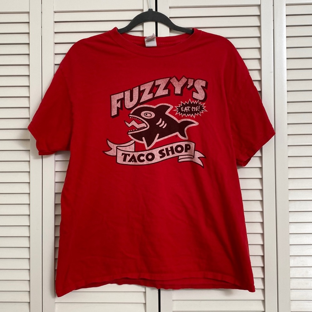 Vintage Red Fuzzy Taco Shop T-shirt Size L